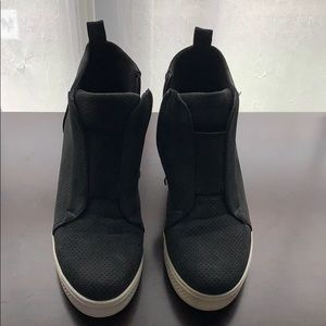 Vici Black MicroSuede Wedge zip up Sneaker